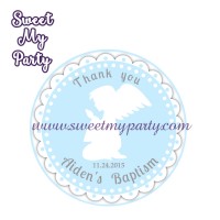 Boy Baptism stickers,Boy Christening thank you tags,(5)